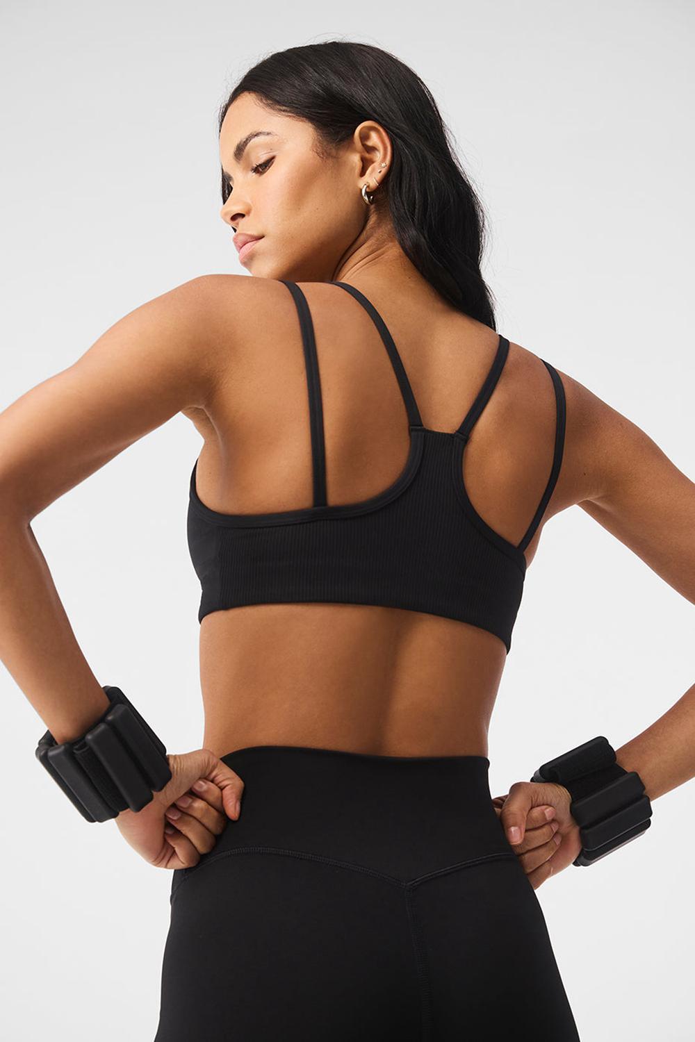 Αθλητικο Σουτιεν γυναικεια Alo Yoga Airlift Ribbed Jump Start V-Neck μαυρα | Greece  NQLMZ-3875