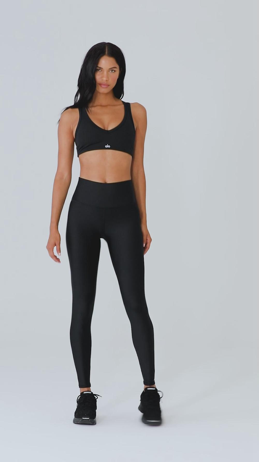 Αθλητικο Σουτιεν γυναικεια Alo Yoga Airlift Ribbed Jump Start V-Neck μαυρα | Greece  NQLMZ-3875