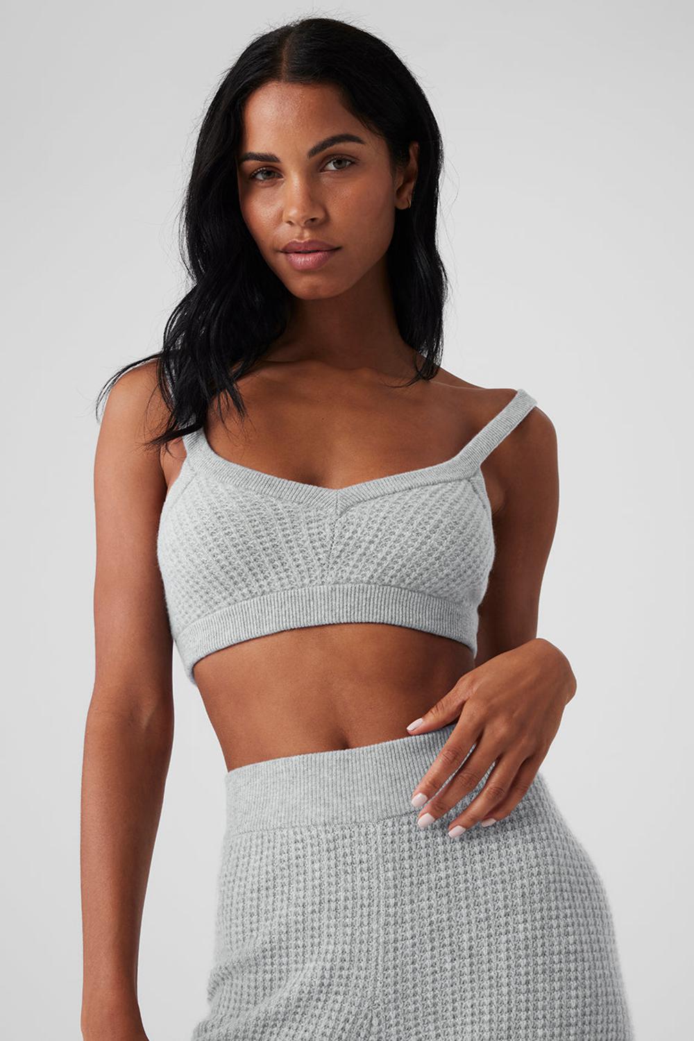 Αθλητικο Σουτιεν γυναικεια Alo Yoga Cashmere Plush Waffle V-Neck γκρι | Greece  DWLHS-5146