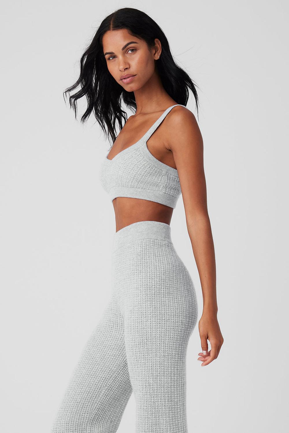 Αθλητικο Σουτιεν γυναικεια Alo Yoga Cashmere Plush Waffle V-Neck γκρι | Greece  DWLHS-5146
