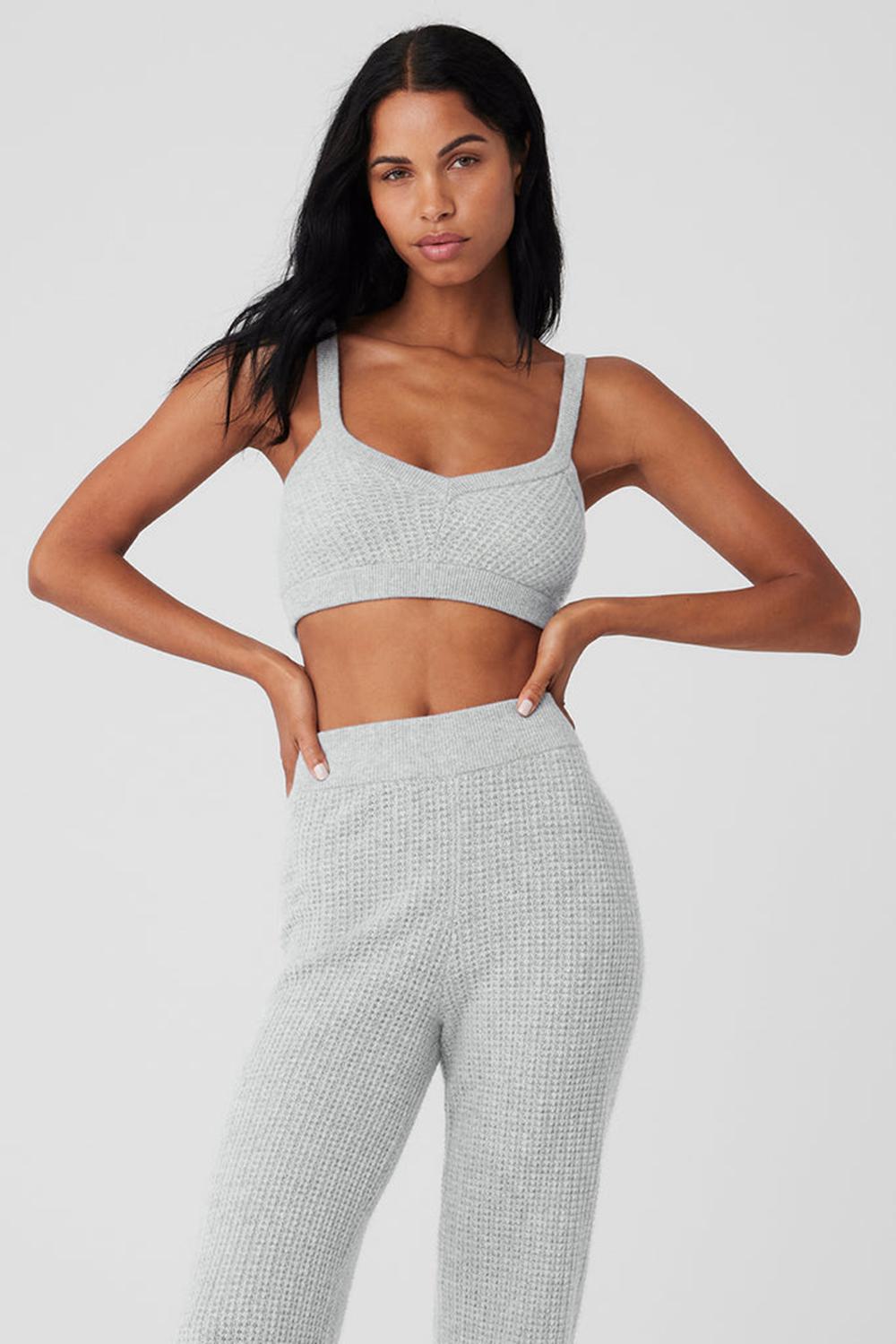 Αθλητικο Σουτιεν γυναικεια Alo Yoga Cashmere Plush Waffle V-Neck γκρι | Greece  DWLHS-5146