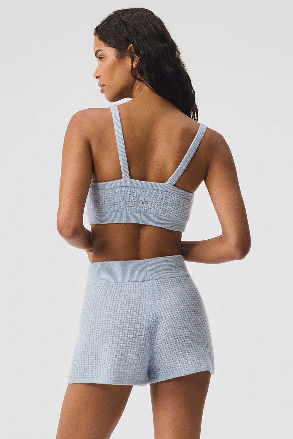 Αθλητικο Σουτιεν γυναικεια Alo Yoga Cashmere Plush Waffle V-Neck μπλε | Greece  UVQIN-0631