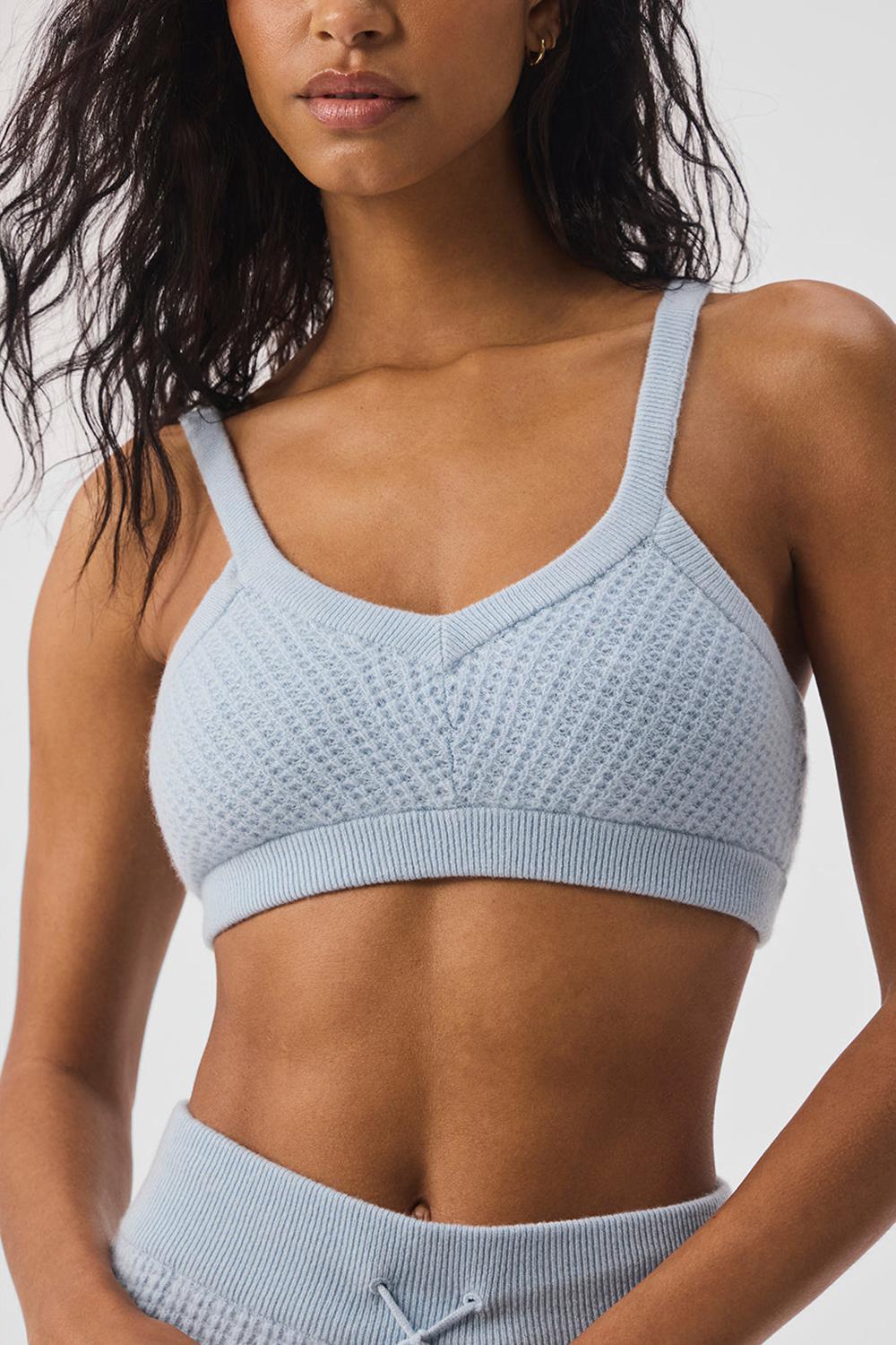 Αθλητικο Σουτιεν γυναικεια Alo Yoga Cashmere Plush Waffle V-Neck μπλε | Greece  UVQIN-0631