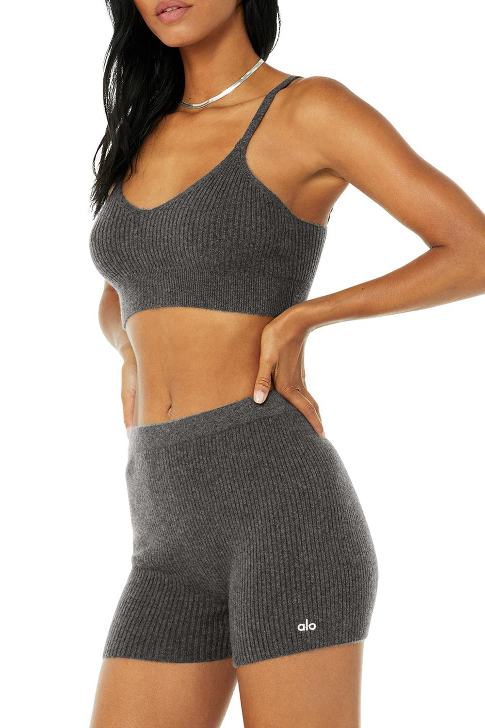 Αθλητικο Σουτιεν γυναικεια Alo Yoga Cashmere Ribbed Staycation γκρι | Greece  TXGCI-2048