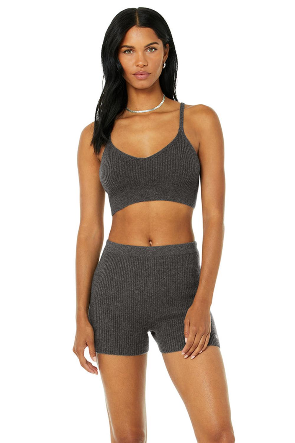 Αθλητικο Σουτιεν γυναικεια Alo Yoga Cashmere Ribbed Staycation γκρι | Greece  TXGCI-2048