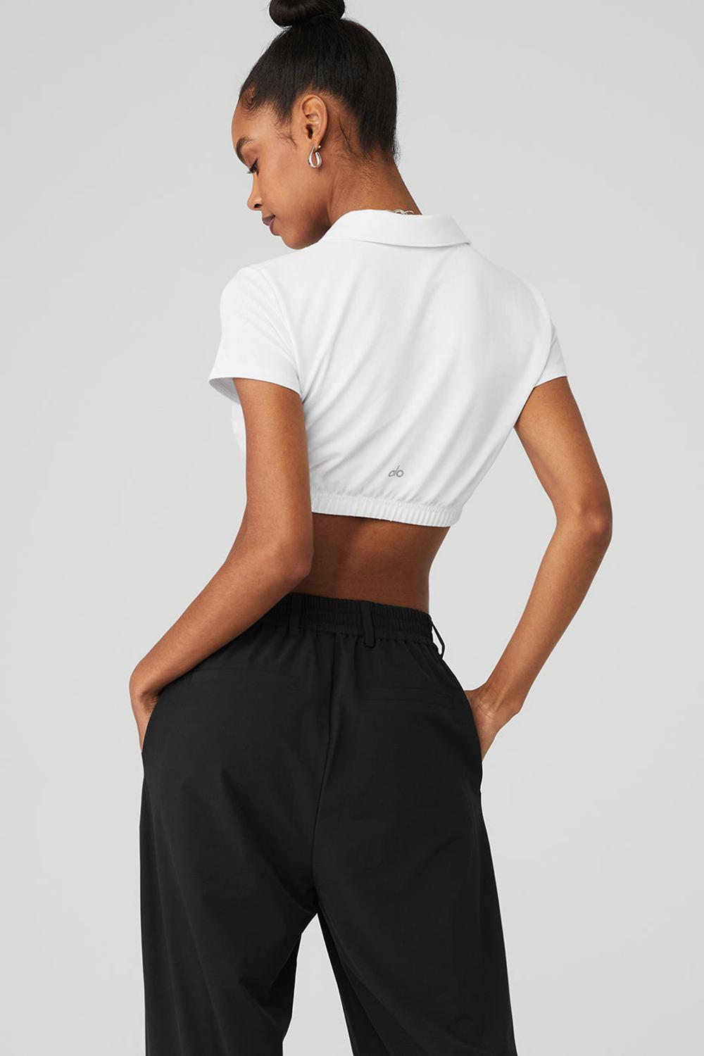 μπλουζακια πολο γυναικεια Alo Yoga Cropped Prestige Polo ασπρα | Greece  EJHPQ-5067