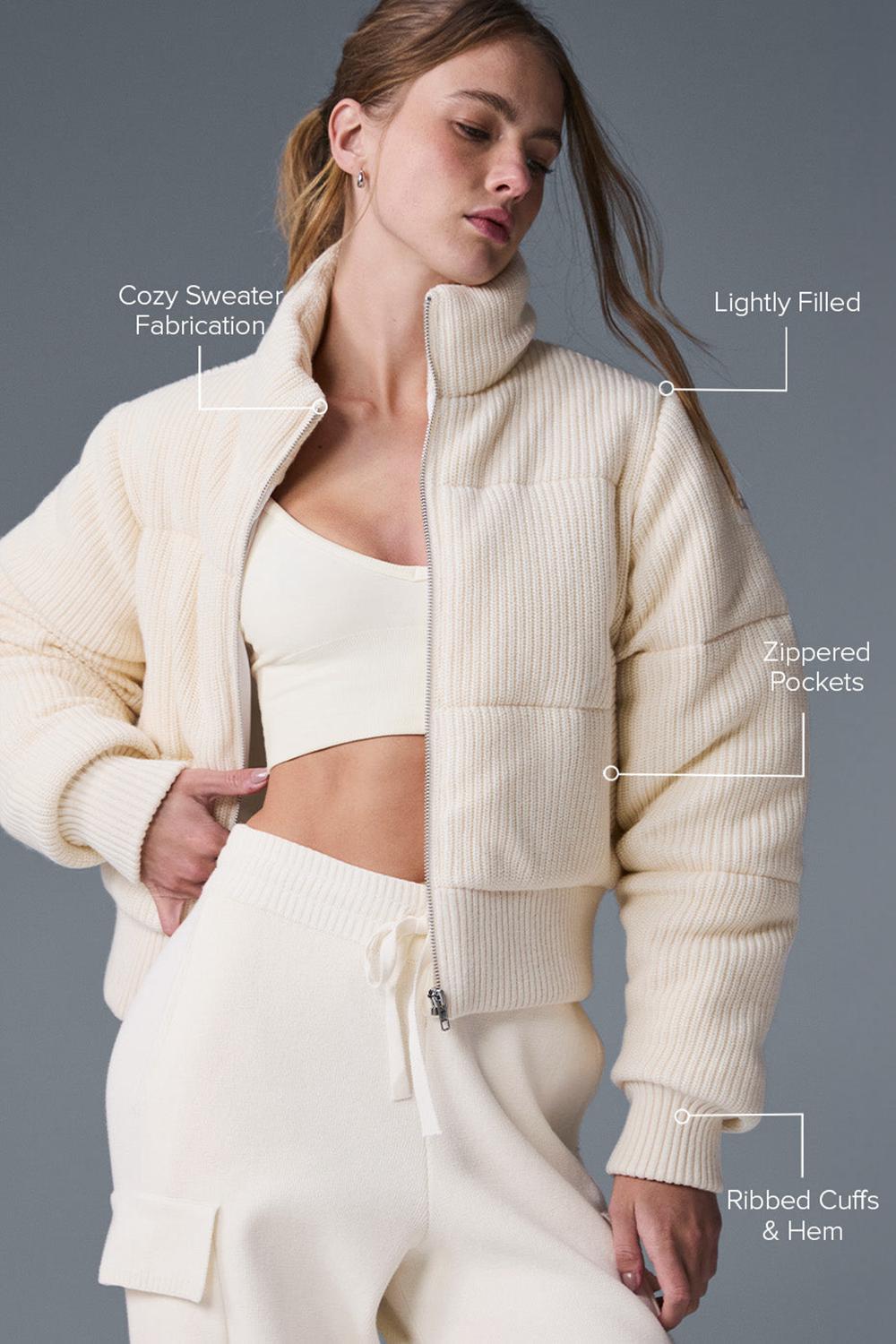 Μπουφαν Φουσκωτο γυναικεια Alo Yoga Darling Sweater Ivory | Greece  BXTOC-5192