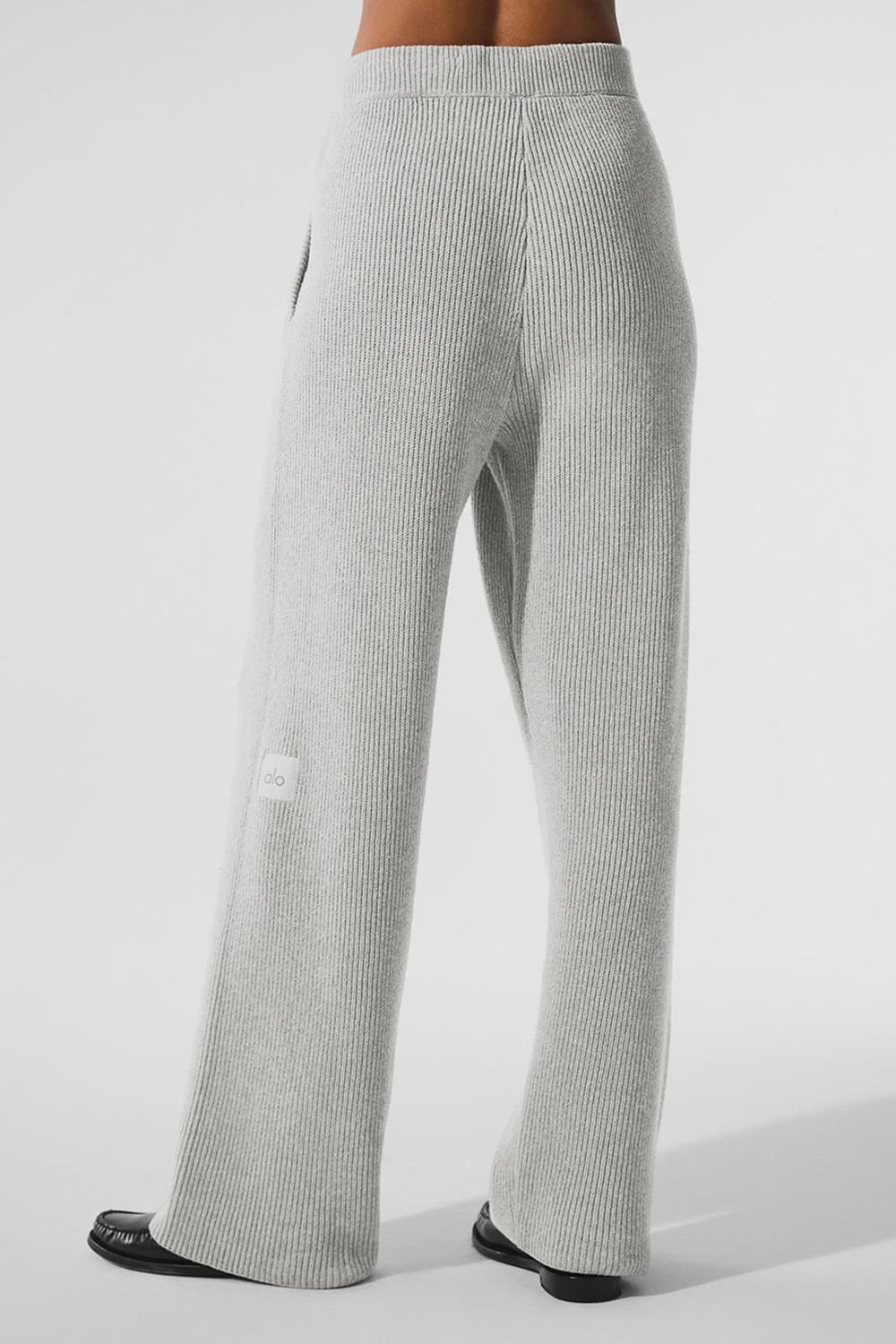 Παντελονι Φορμα γυναικεια Alo Yoga Domain Rib Knit γκρι | Greece  MREZJ-3256