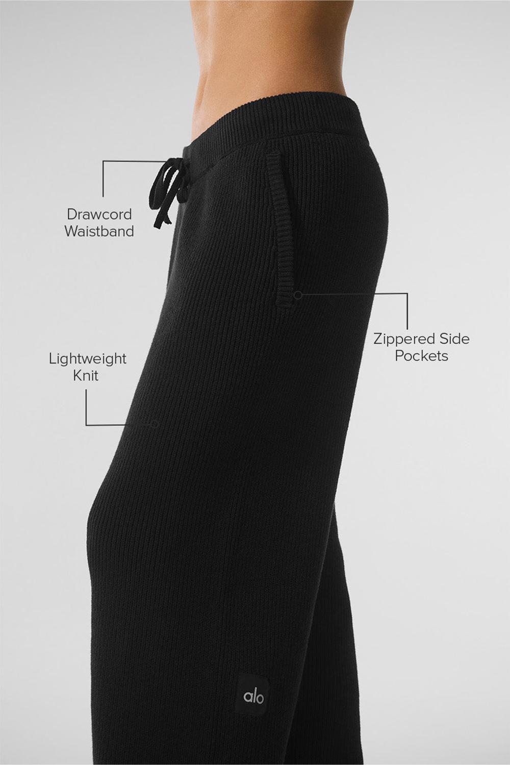 Παντελονι Φορμα γυναικεια Alo Yoga Domain Rib Knit μαυρα | Greece  XGUIS-7564