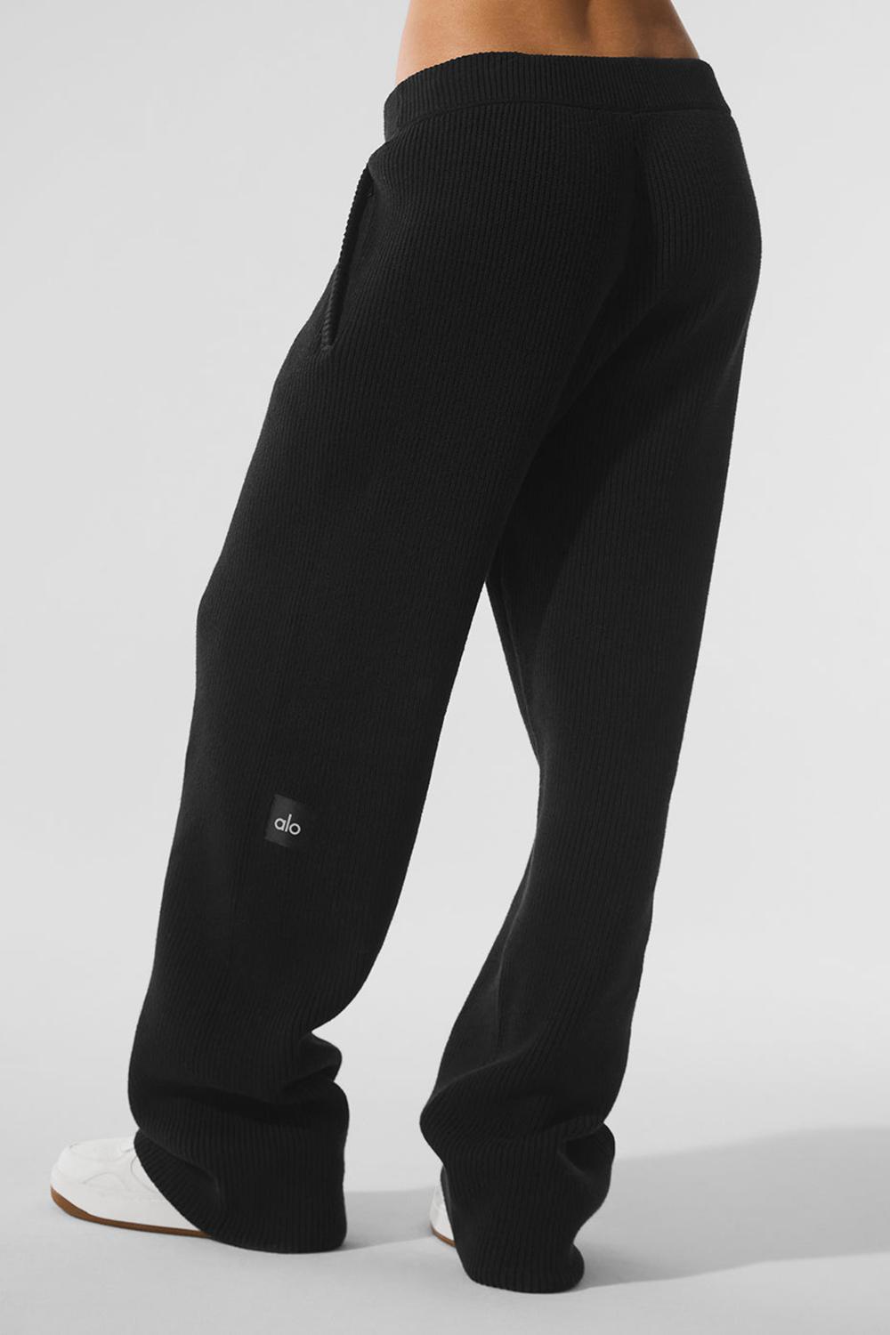 Παντελονι Φορμα γυναικεια Alo Yoga Domain Rib Knit μαυρα | Greece  XGUIS-7564