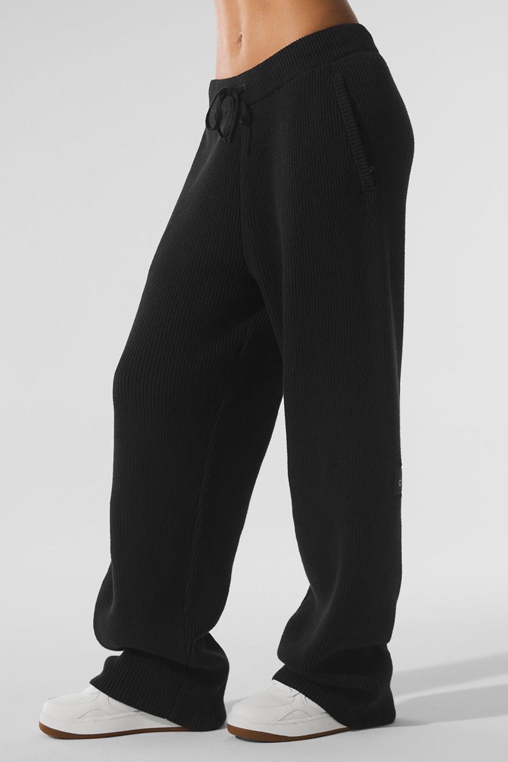 Παντελονι Φορμα γυναικεια Alo Yoga Domain Rib Knit μαυρα | Greece  XGUIS-7564