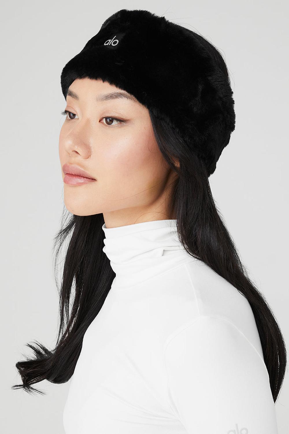 κορδελα μαλλιων γυναικεια Alo Yoga Faux Fur Ear Warmers μαυρα | Greece  SVIEH-6374