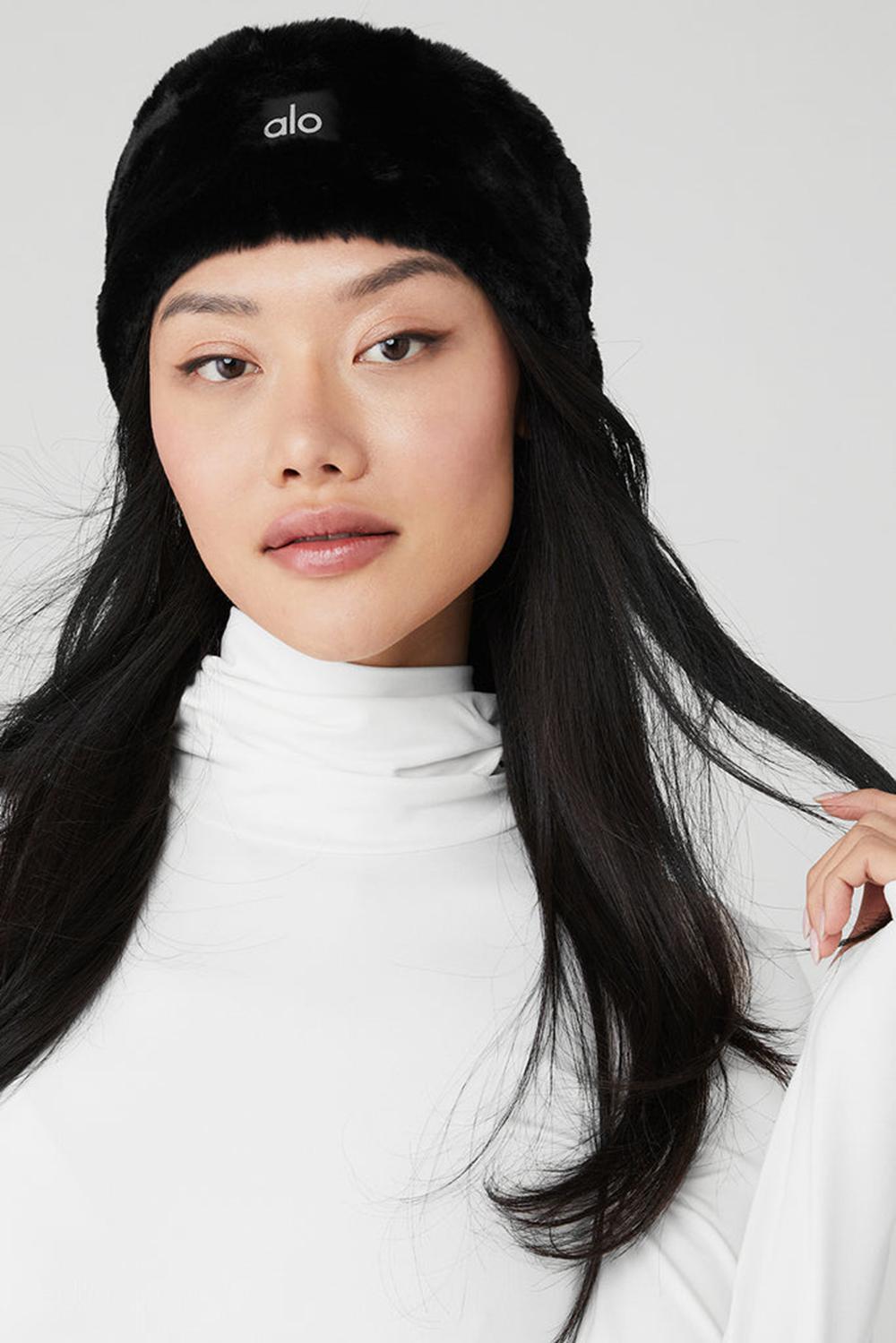 κορδελα μαλλιων γυναικεια Alo Yoga Faux Fur Ear Warmers μαυρα | Greece  SVIEH-6374
