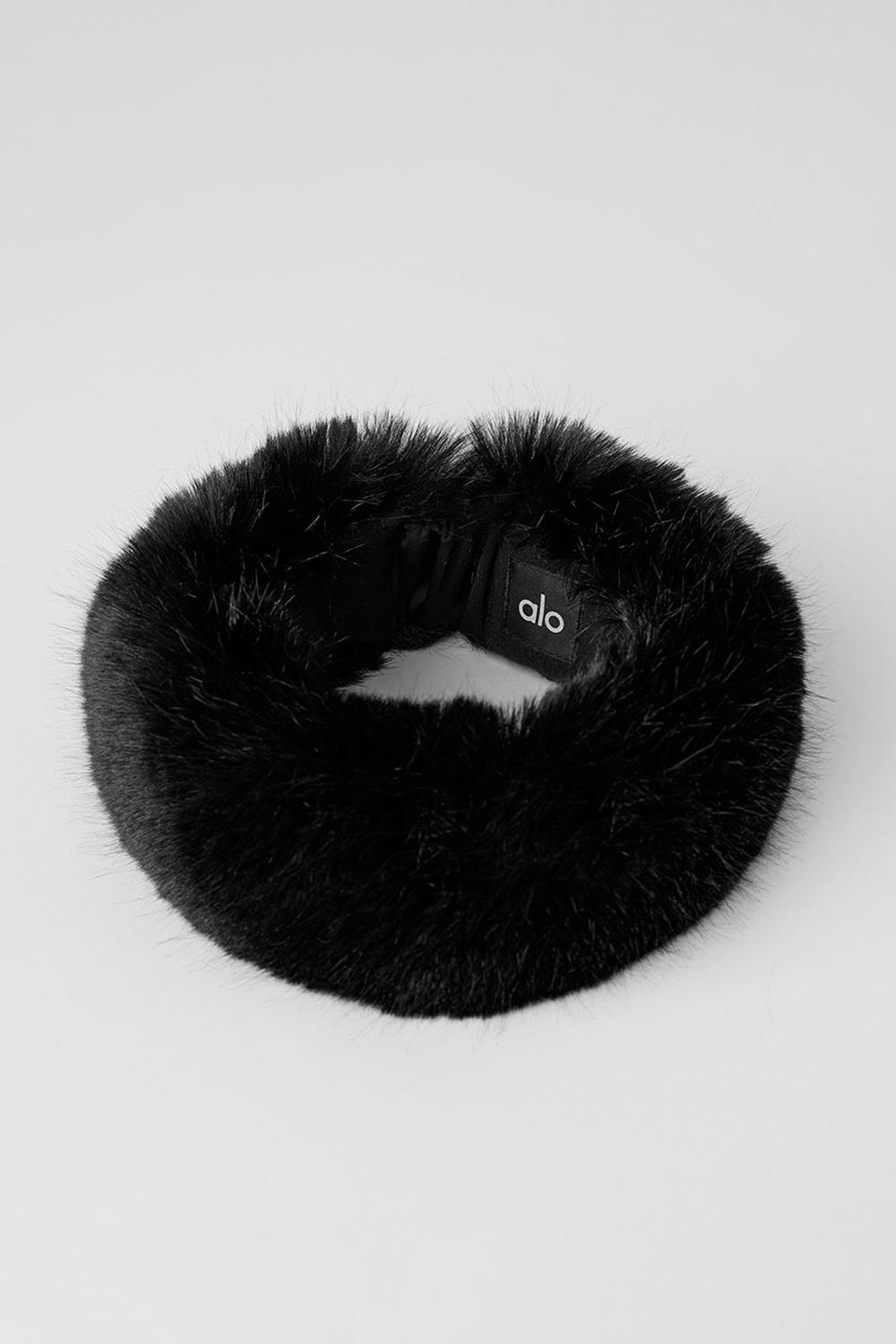 κορδελα μαλλιων γυναικεια Alo Yoga Faux Fur Wintersun μαυρα | Greece  BKPAO-5928