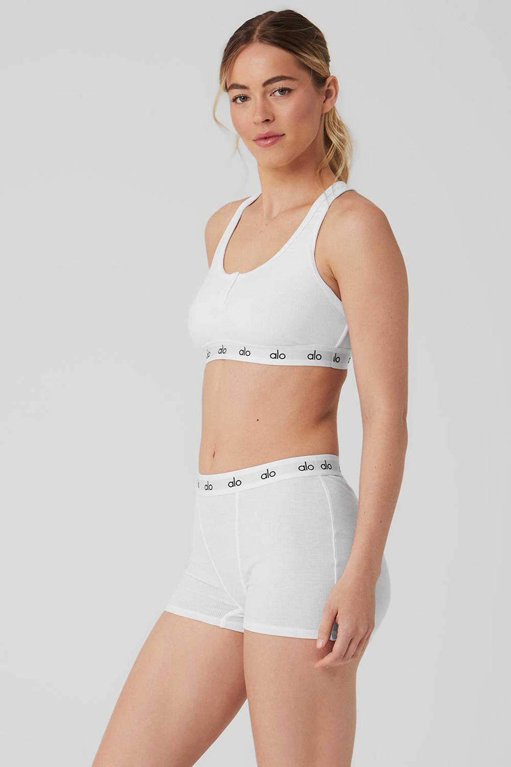 Αθλητικο Σουτιεν γυναικεια Alo Yoga Icon Ribbed Henley ασπρα | Greece  YMJHS-4850