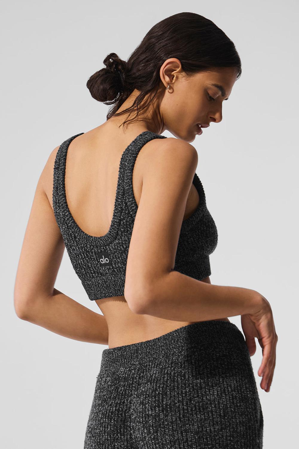 Αθλητικο Σουτιεν γυναικεια Alo Yoga Marl Sweater μαυρα | Greece  BDIOV-4026