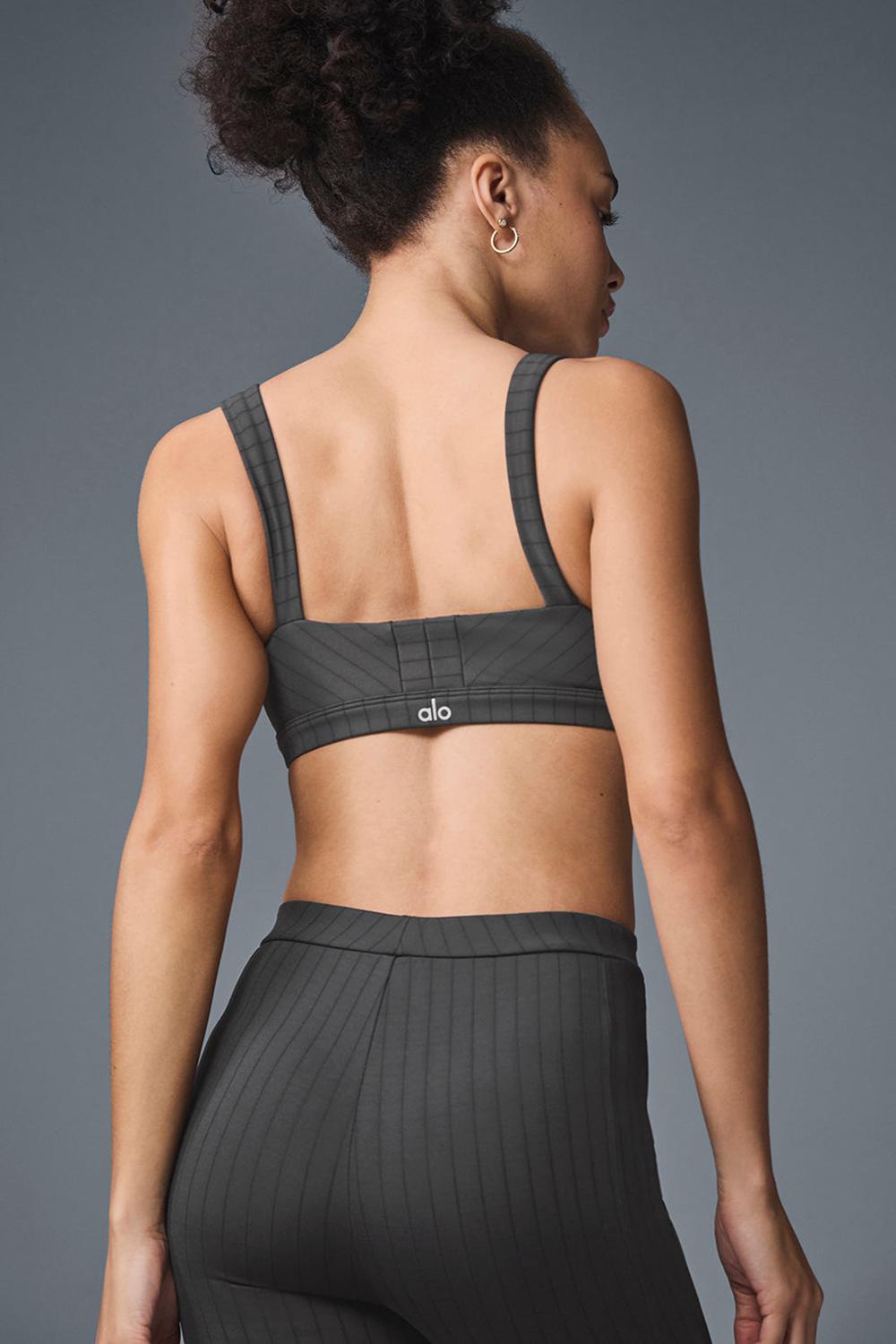 Αθλητικο Σουτιεν γυναικεια Alo Yoga Pinstripe Jacquard Captivate μαυρα | Greece  IDLNZ-5106