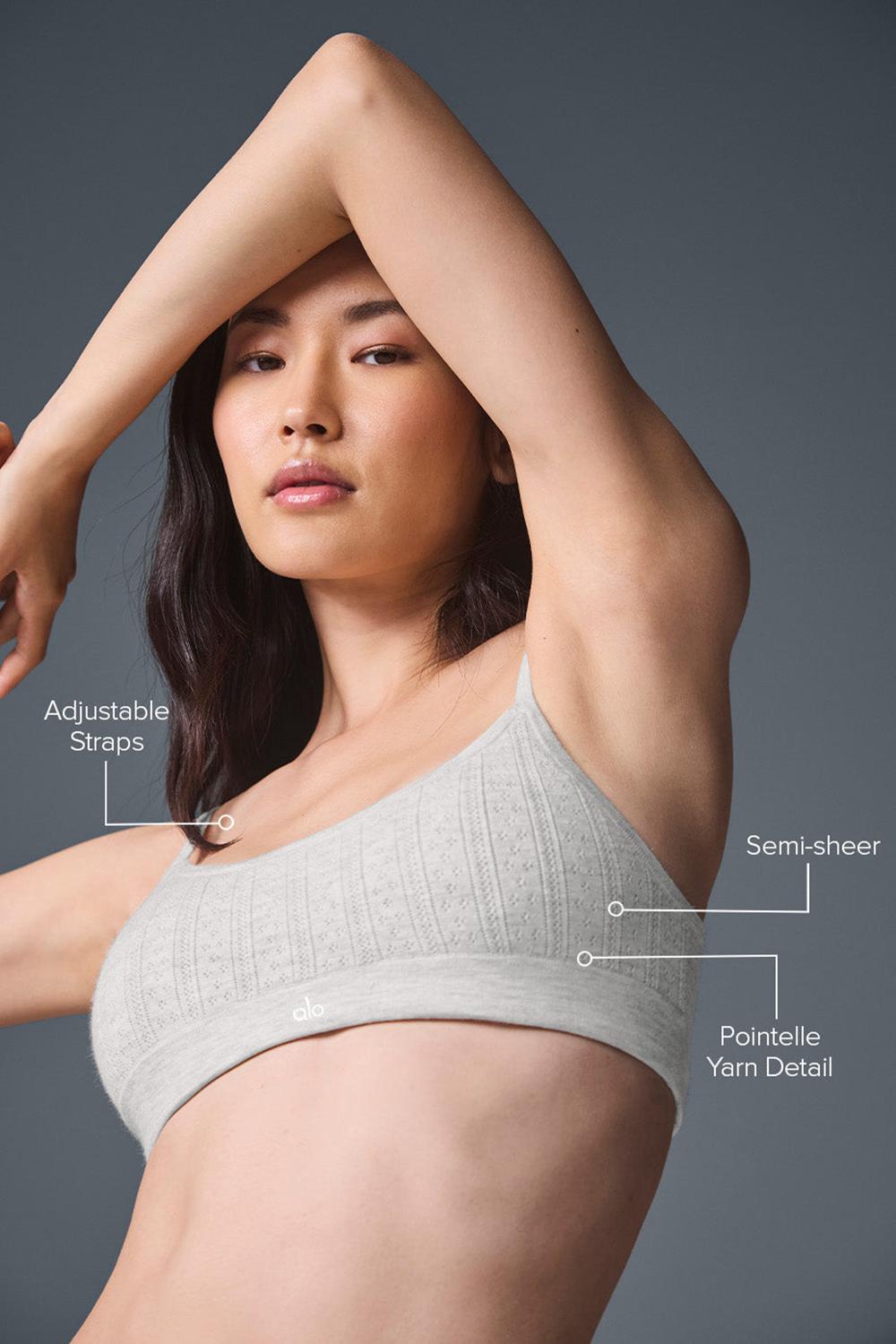 Αθλητικο Σουτιεν γυναικεια Alo Yoga Pointelle Sweater Be Mine ανοιχτο γκρι | Greece  EUGNT-7506