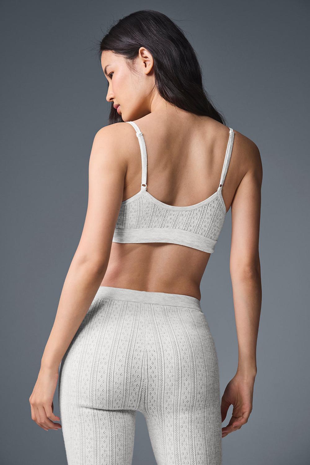 Αθλητικο Σουτιεν γυναικεια Alo Yoga Pointelle Sweater Be Mine ανοιχτο γκρι | Greece  EUGNT-7506
