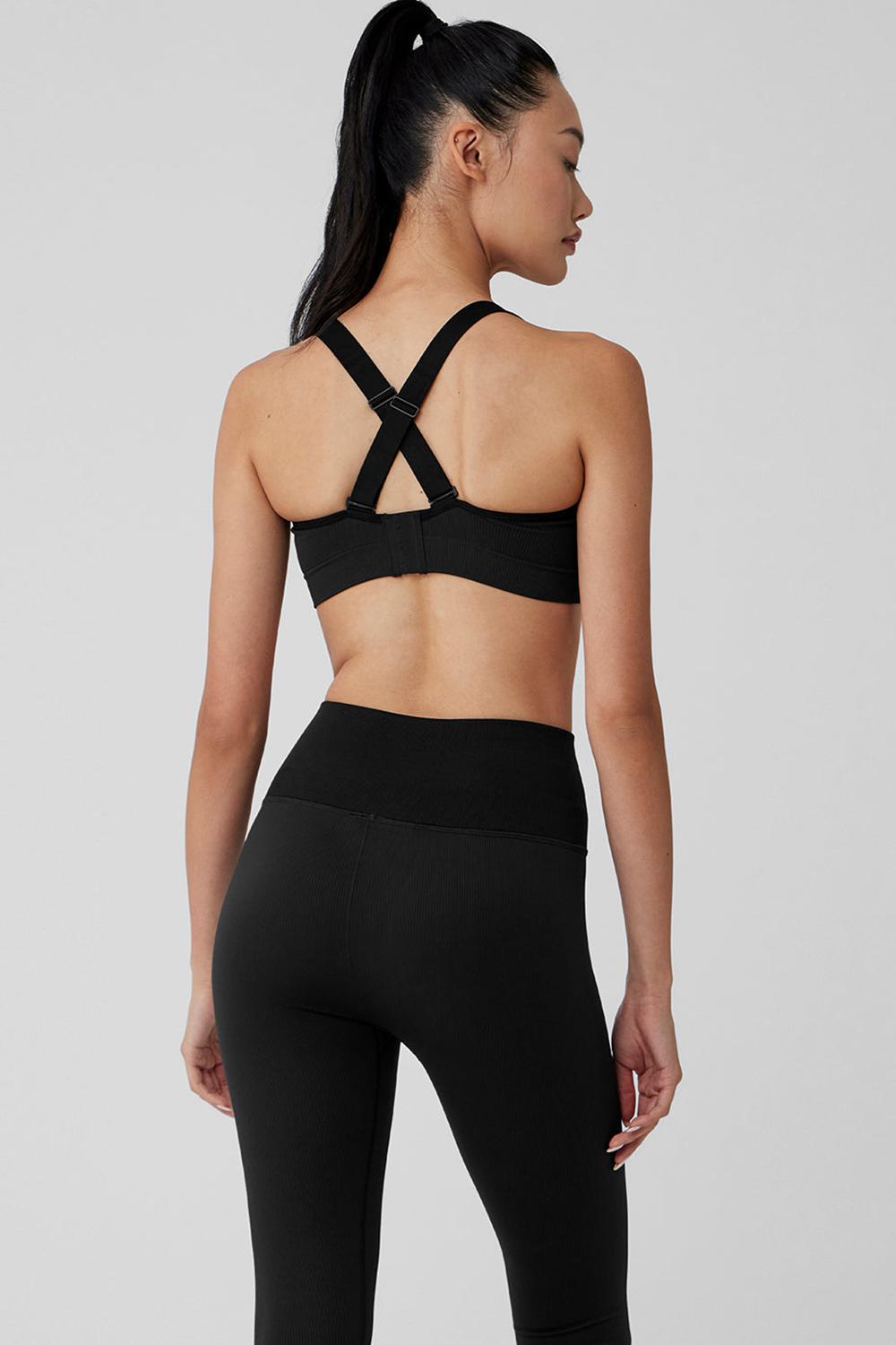 Αθλητικο Σουτιεν γυναικεια Alo Yoga Seamless Ribbed Favorite μαυρα | Greece  JNULZ-5738
