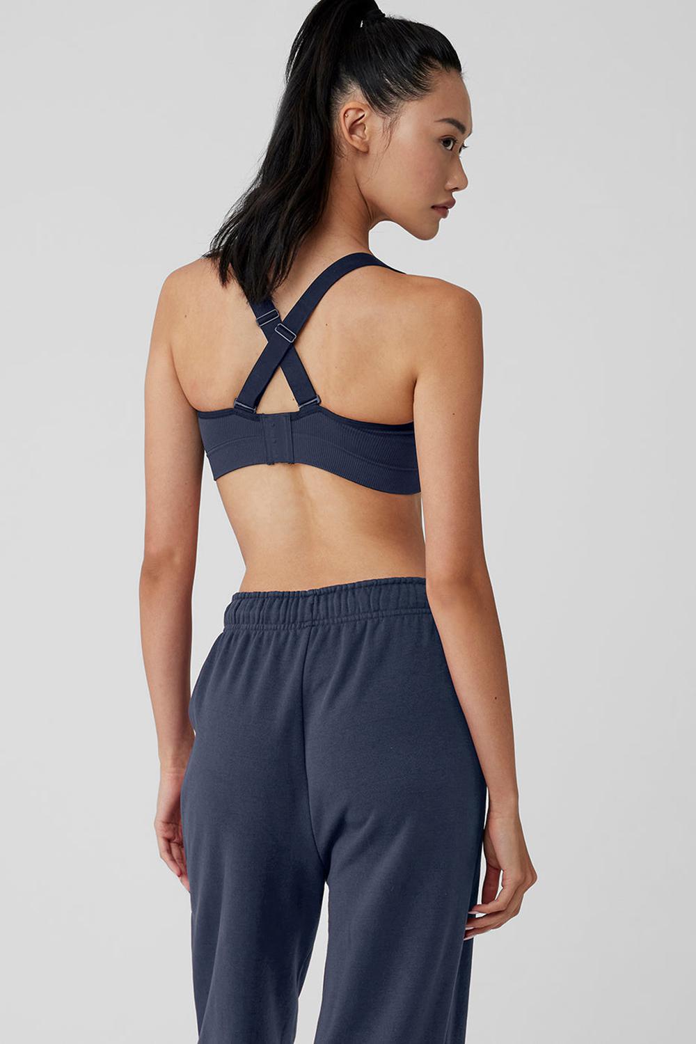 Αθλητικο Σουτιεν γυναικεια Alo Yoga Seamless Ribbed Favorite σκουρο μπλε | Greece  BQKLZ-3687