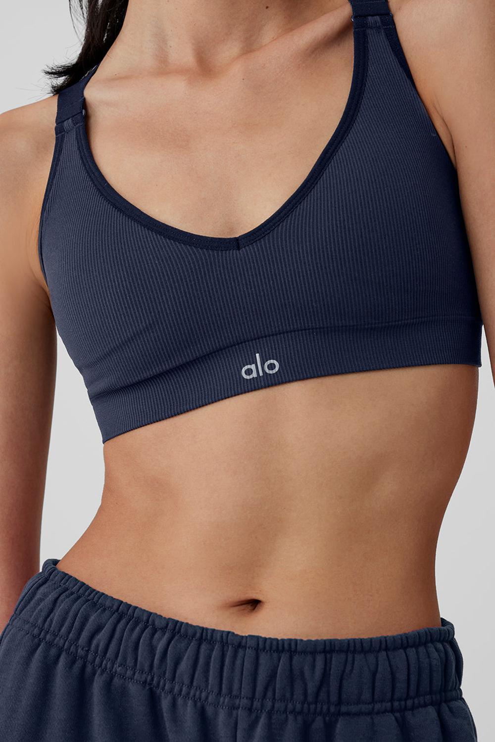 Αθλητικο Σουτιεν γυναικεια Alo Yoga Seamless Ribbed Favorite σκουρο μπλε | Greece  BQKLZ-3687