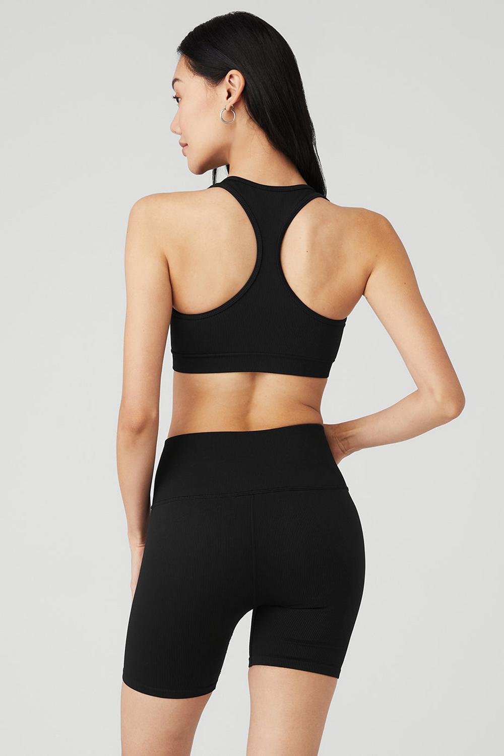 Αθλητικο Σουτιεν γυναικεια Alo Yoga Seamless Ribbed μαυρα | Greece  TRHJB-3901