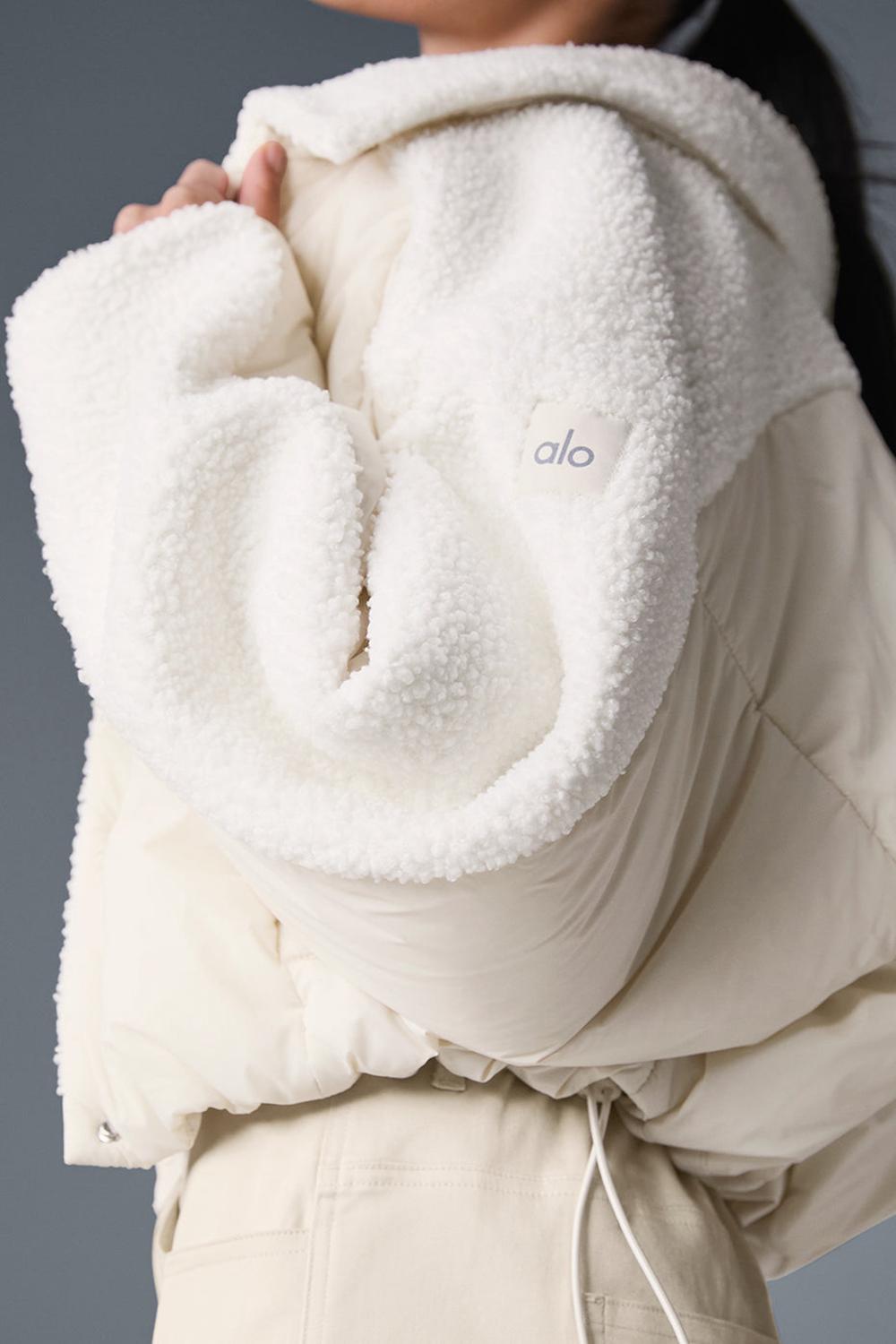 Μπουφαν Φουσκωτο γυναικεια Alo Yoga Sherpa Cozy Escape Ivory / Ivory | Greece  YWBHA-6051