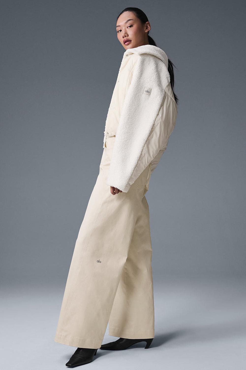 Μπουφαν Φουσκωτο γυναικεια Alo Yoga Sherpa Cozy Escape Ivory / Ivory | Greece  YWBHA-6051