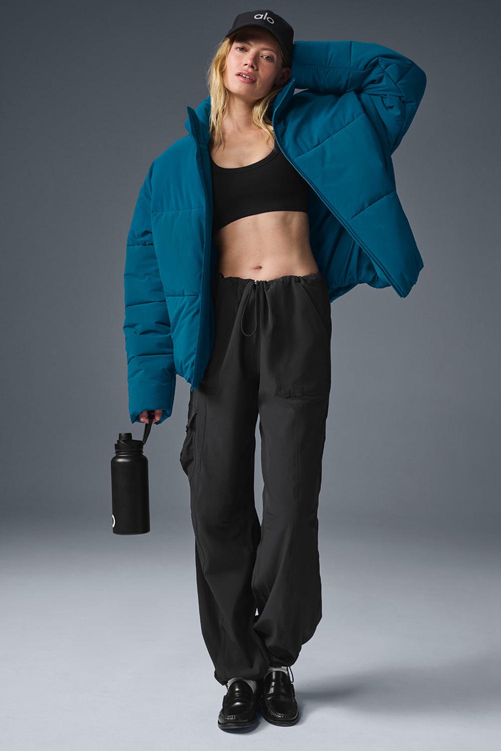 Μπουφαν Φουσκωτο γυναικεια Alo Yoga Stretch Woven Street μπλε | Greece  BLMIN-9032