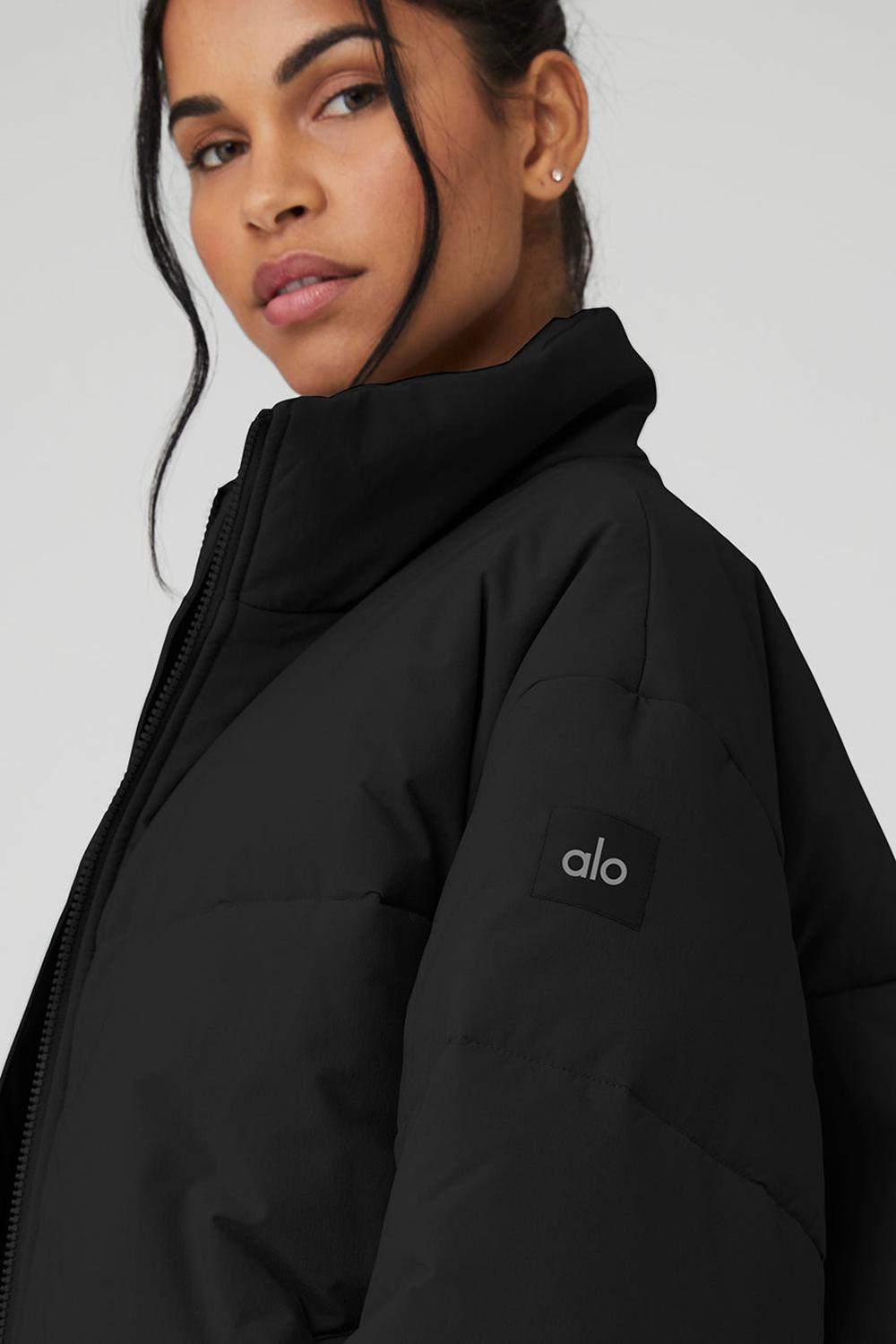 Μπουφαν Φουσκωτο γυναικεια Alo Yoga Stretch Woven Street μαυρα | Greece  WVZMF-3587
