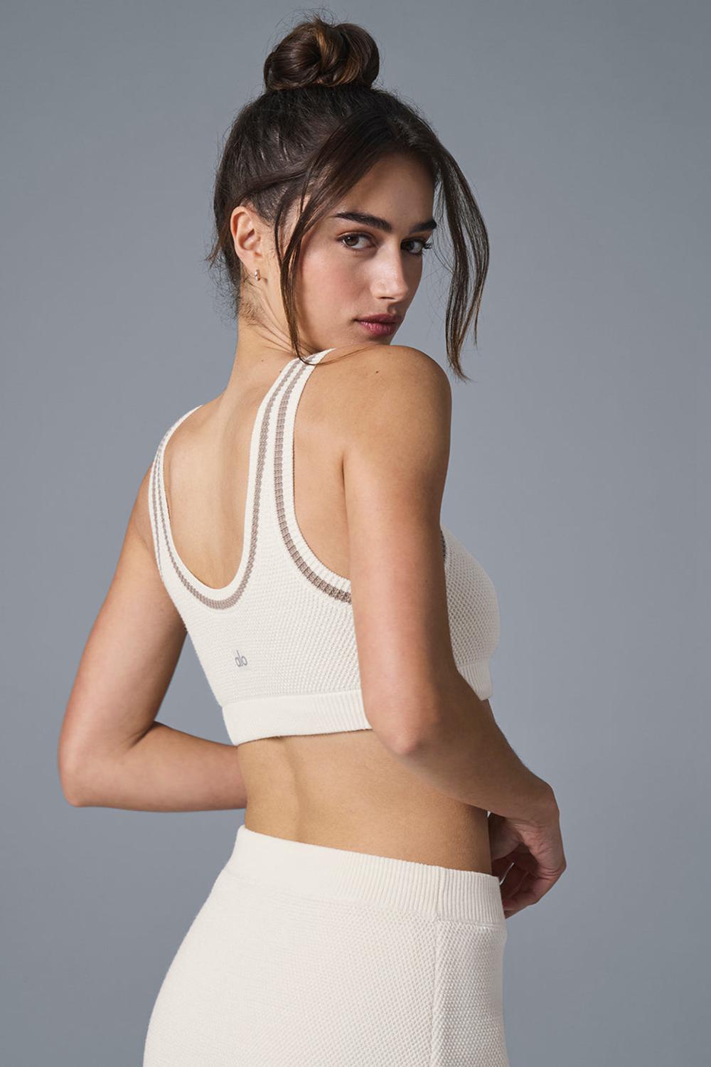 Αθλητικο Σουτιεν γυναικεια Alo Yoga Tennis Club Sweater Knit Ivory / Gravel | Greece  PILBY-4910