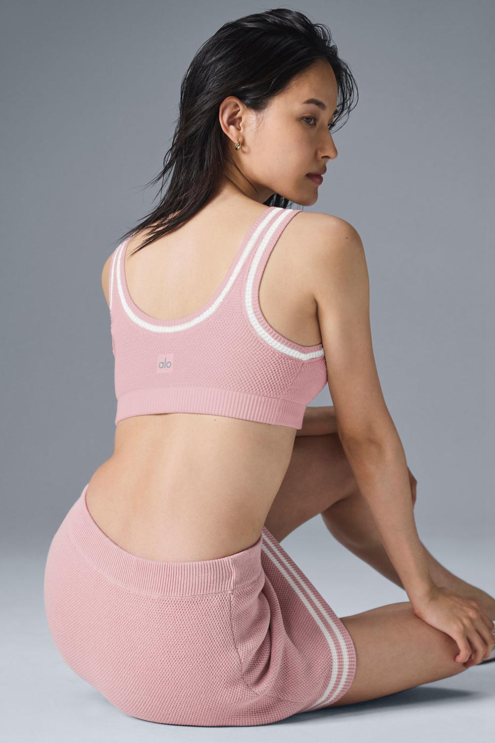 Αθλητικο Σουτιεν γυναικεια Alo Yoga Tennis Club Sweater Knit ροζ ασπρα | Greece  OGSXN-2680
