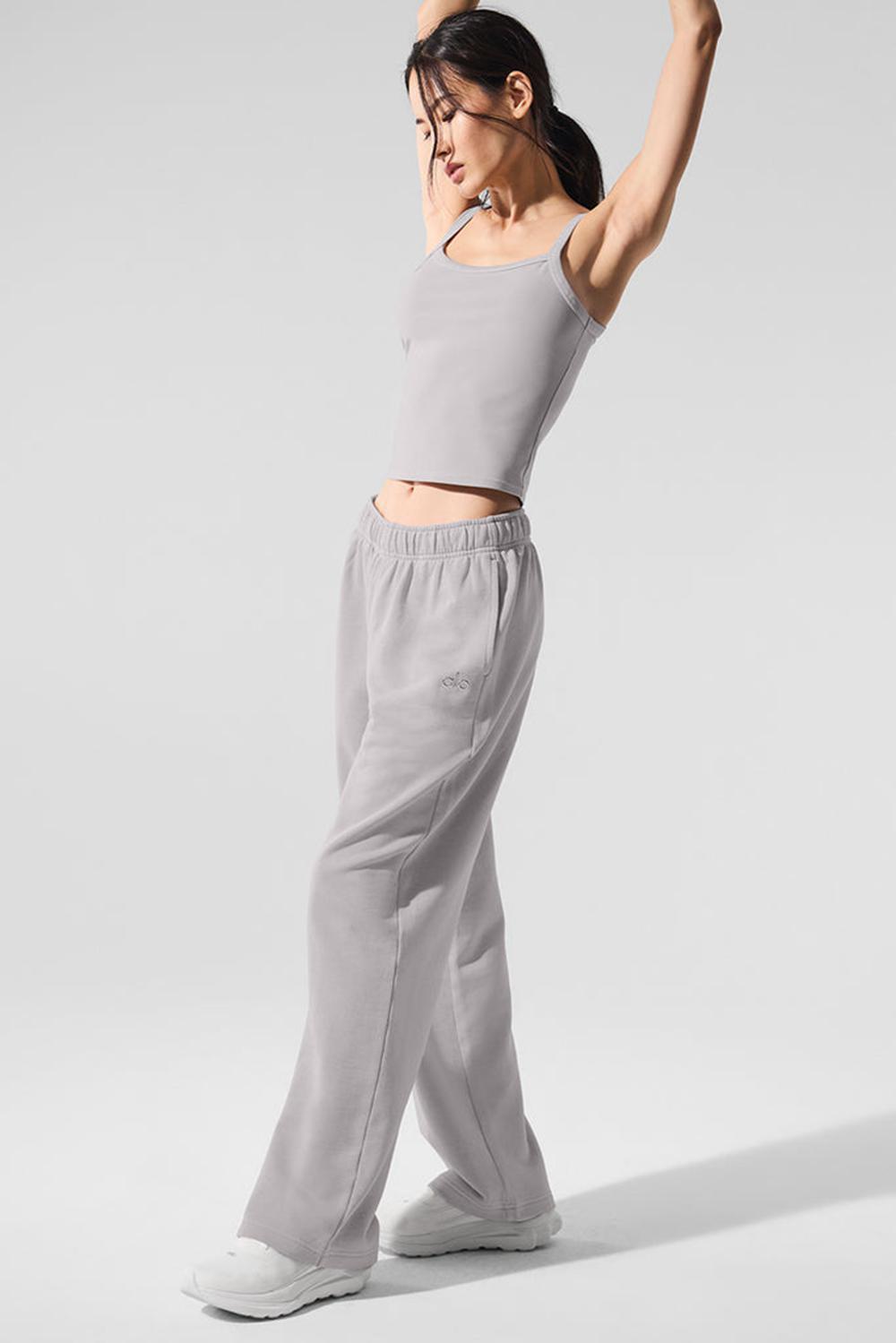 Παντελονι Φορμα γυναικεια Alo Yoga Washed Accolade Straight Leg γκρι ανοιχτο μπλε | Greece  EMPRL-7204