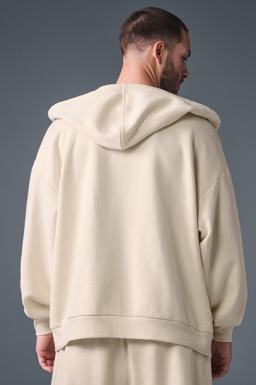 Φουτερ με Κουκουλα ανδρικα Alo Yoga Accolade Full Zip Oat Milk | Greece  NUVWT-4572