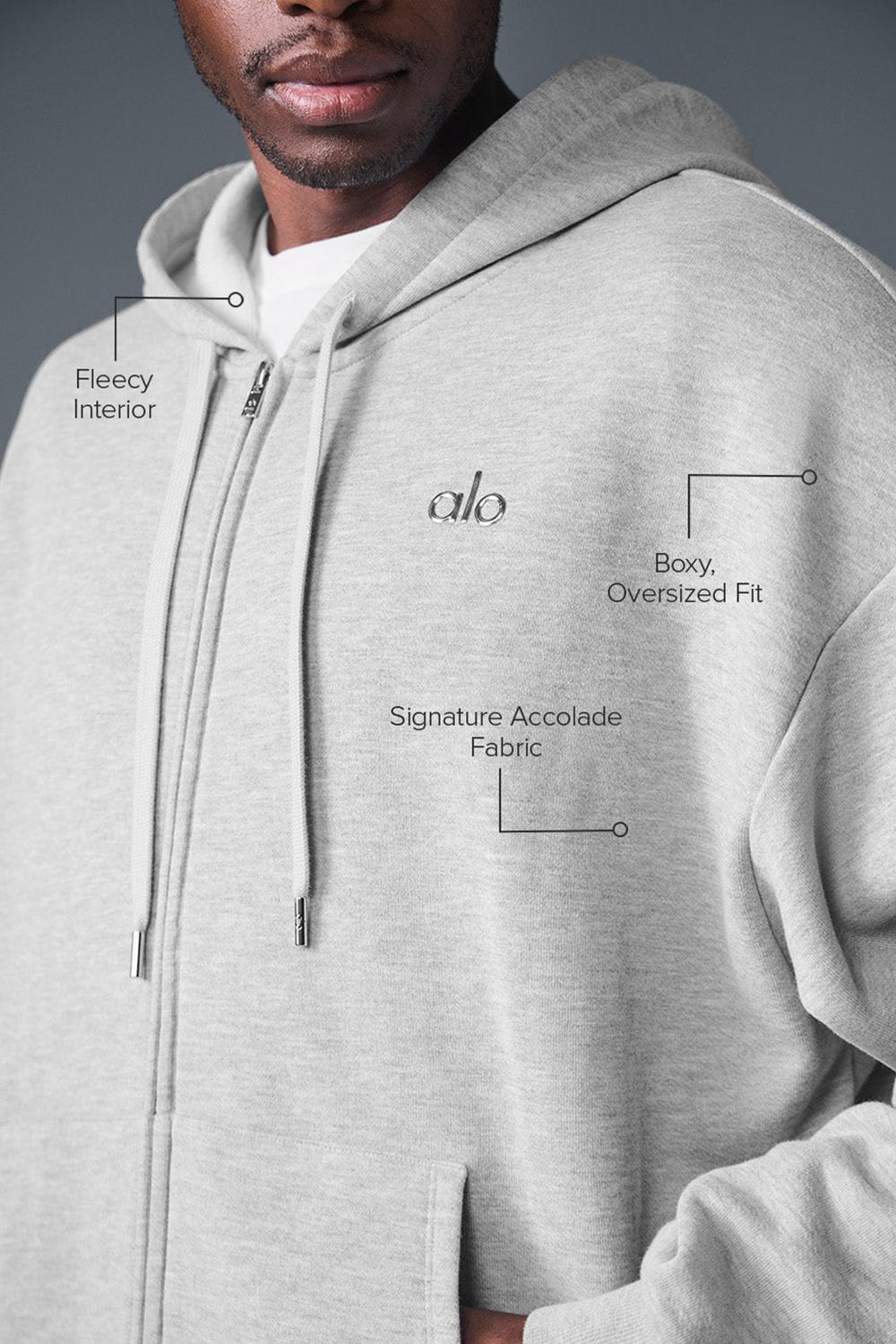 Φουτερ με Κουκουλα ανδρικα Alo Yoga Accolade Full Zip γκρι | Greece  OZTUI-1769
