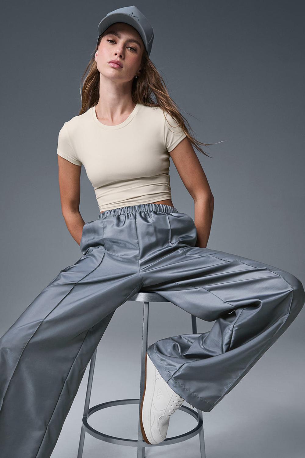 Φουτερ με Κουκουλα γυναικεια Alo Yoga Afterglow Wide Leg Track γκρι | Greece  HJSYF-4859