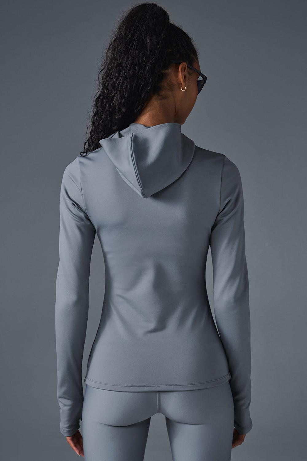 Φουτερ με Κουκουλα γυναικεια Alo Yoga Airlift Winter Warm Hooded γκρι | Greece  NELQB-0941