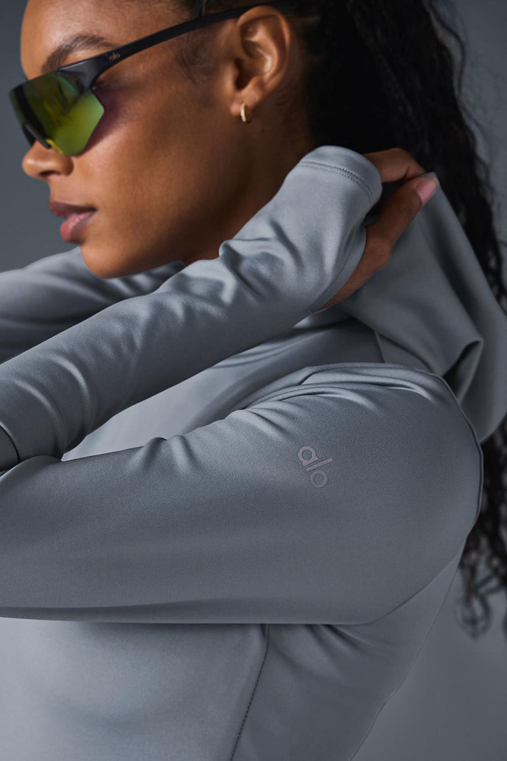 Φουτερ με Κουκουλα γυναικεια Alo Yoga Airlift Winter Warm Hooded γκρι | Greece  NELQB-0941