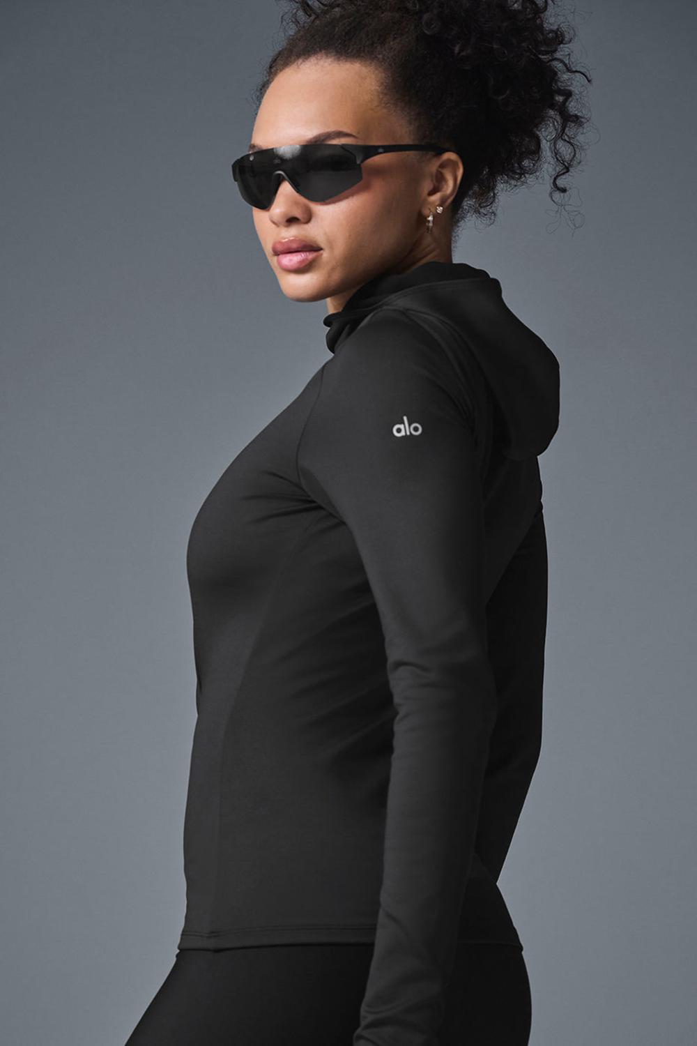 Φουτερ με Κουκουλα γυναικεια Alo Yoga Airlift Winter Warm Runner μαυρα | Greece  QESYO-0549
