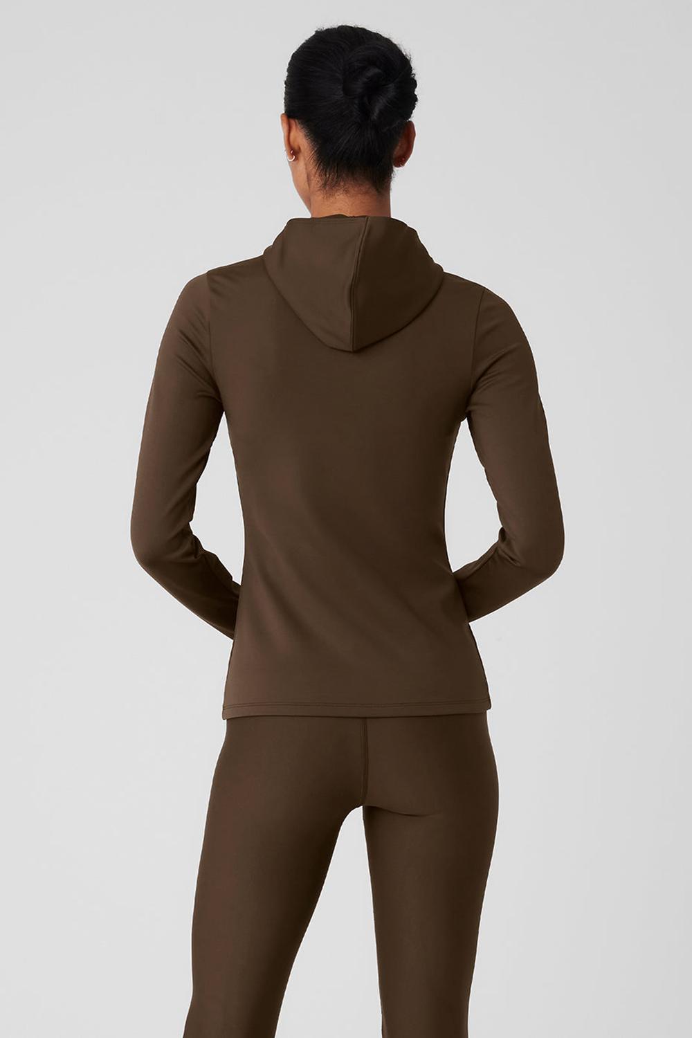 Φουτερ με Κουκουλα γυναικεια Alo Yoga Airlift Winter Warm Runner Espresso | Greece  UKZRH-1328