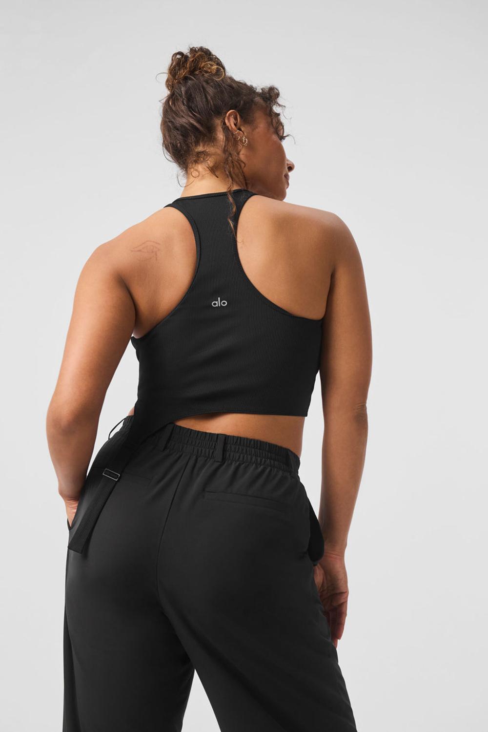 φανελακια για τρεξιμο γυναικεια Alo Yoga Alosoft Ribbed Revelation μαυρα | Greece  APTJE-5762