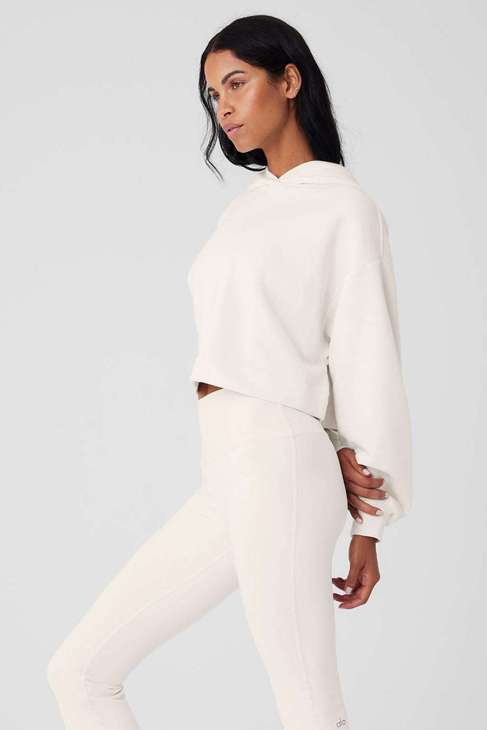 Φουτερ με Κουκουλα γυναικεια Alo Yoga Bae Ivory | Greece  ROQCE-1240