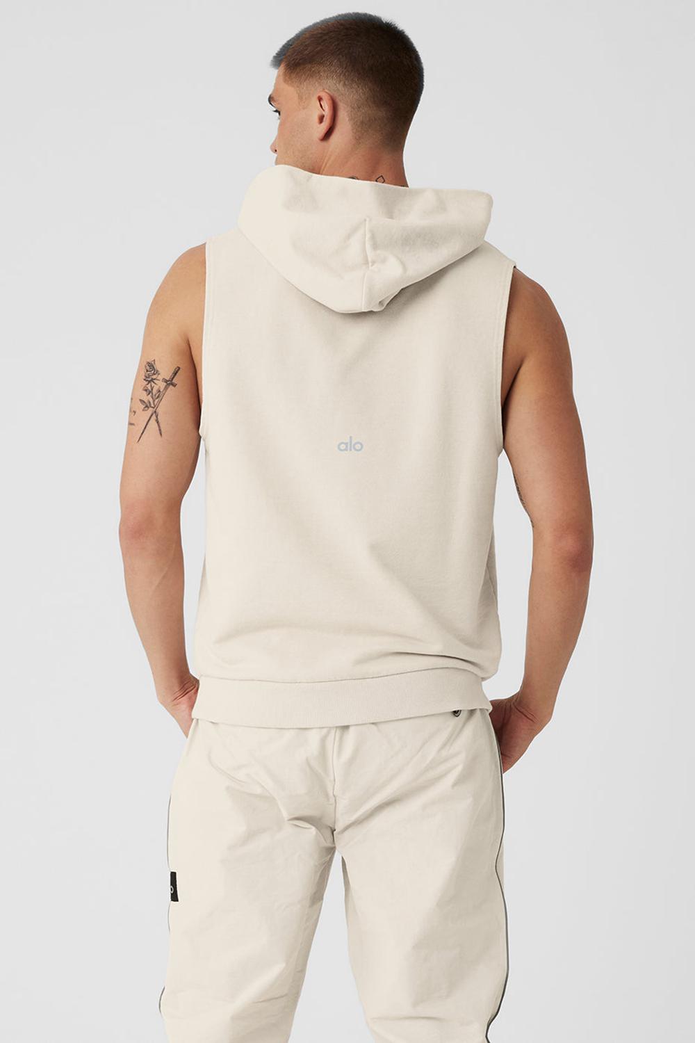 Φουτερ με Κουκουλα ανδρικα Alo Yoga Chill Sleeveless Bone | Greece  RNVZI-1578