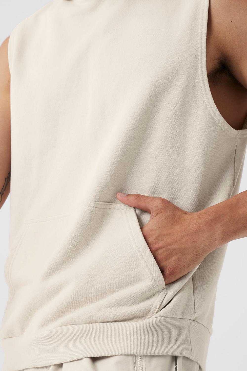Φουτερ με Κουκουλα ανδρικα Alo Yoga Chill Sleeveless Bone | Greece  RNVZI-1578