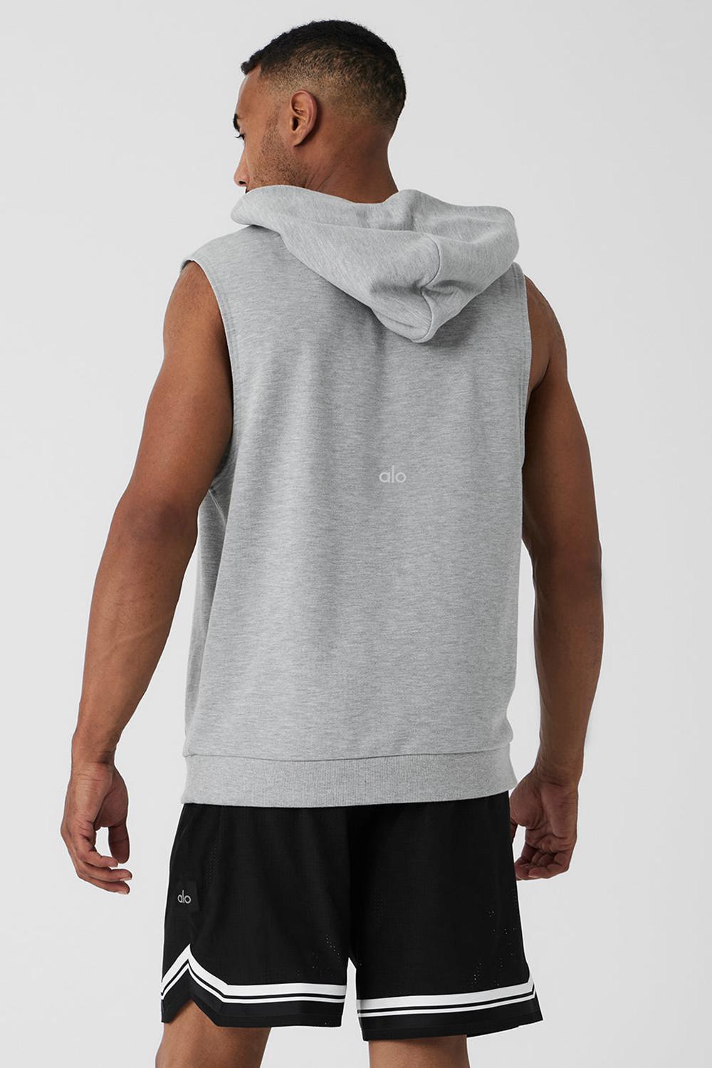 Φουτερ με Κουκουλα ανδρικα Alo Yoga Chill Sleeveless γκρι | Greece  IUSWE-7836
