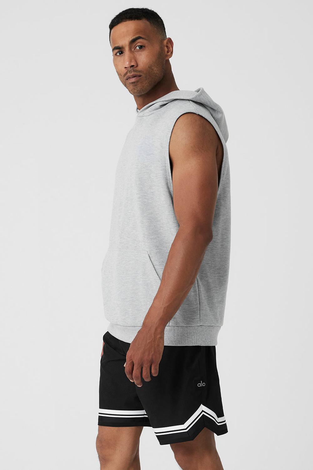 Φουτερ με Κουκουλα ανδρικα Alo Yoga Chill Sleeveless γκρι | Greece  IUSWE-7836