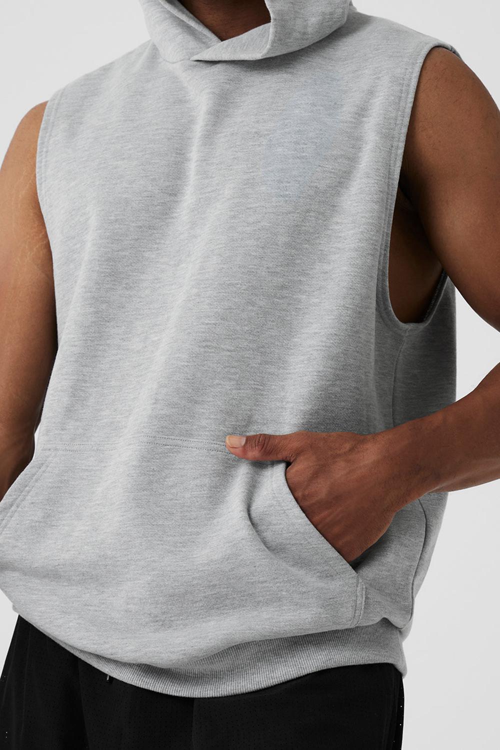 Φουτερ με Κουκουλα ανδρικα Alo Yoga Chill Sleeveless γκρι | Greece  IUSWE-7836