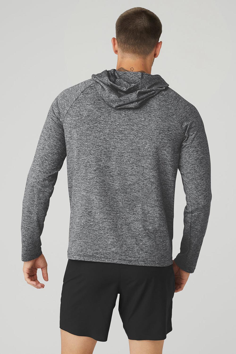 Φουτερ με Κουκουλα ανδρικα Alo Yoga Conquer Graphite Marl | Greece  VZSOT-6791