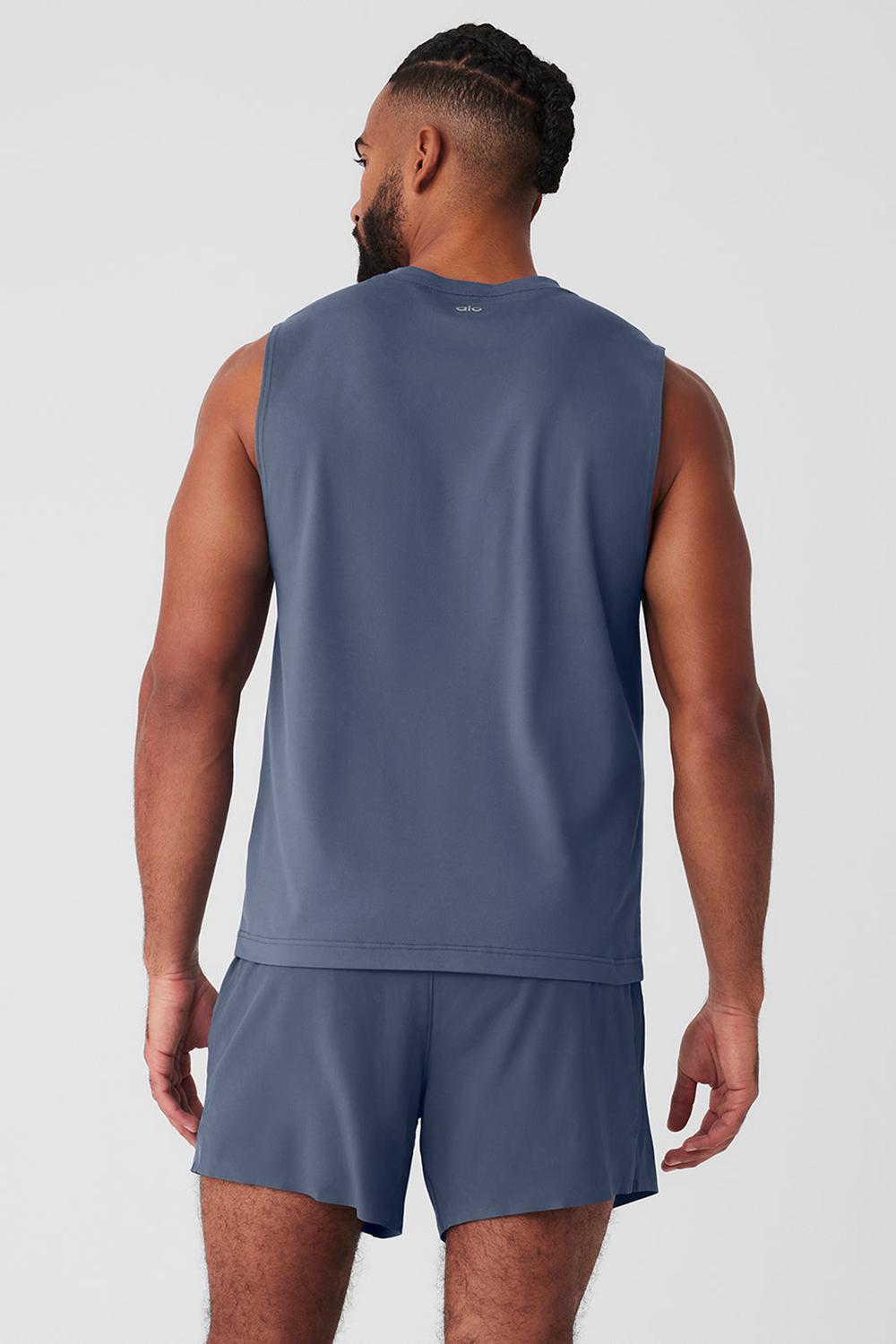 φανελακια για τρεξιμο ανδρικα Alo Yoga Conquer Muscle Bluestone | Greece  IACUM-0453
